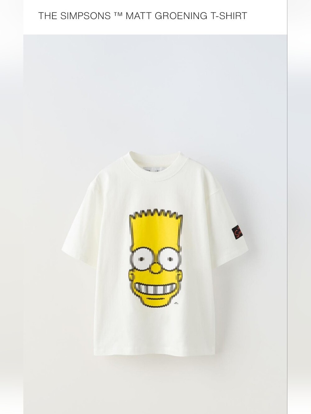 NWT Zara White Kids Tee with Yellow Bart Simpson Graphic Size 13 - 14
